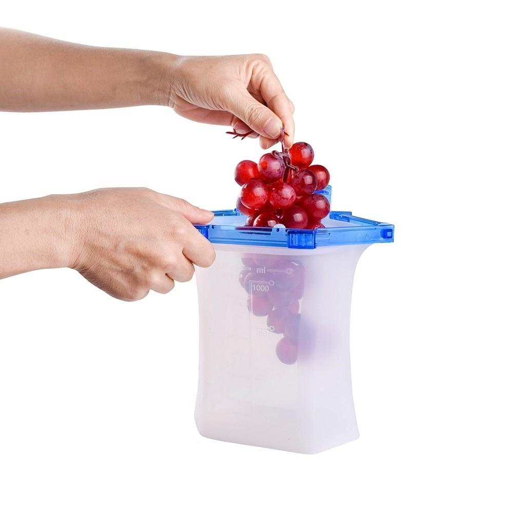 Food-grade Silicone Fresh-keeping Bag 1000ml Food Storage Bag Freezer Seal Bags Kitchen Tool