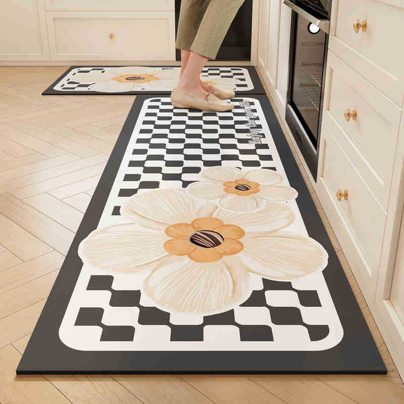 Modern Simple Kitchen Floor Mat, Long Water-Absorbing Quick-Drying, Easy To Take Care Of, Diatom Mud Floor Mat, Household Anti-Skid And