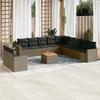 12 Piece Garden Sofa Set with Cushions Gray Poly Rattan