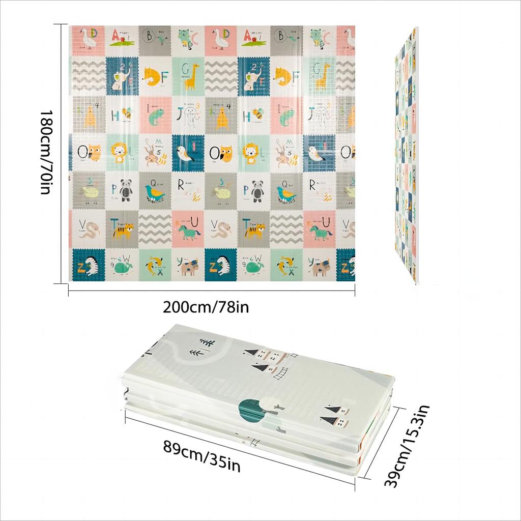 FLAGAV Baby Playmat Extra Large Folding Baby Playmat Waterproof Double Sided Playmat Portable Children Playmat Toddler Non-Toxic Anti-Slip Baby,