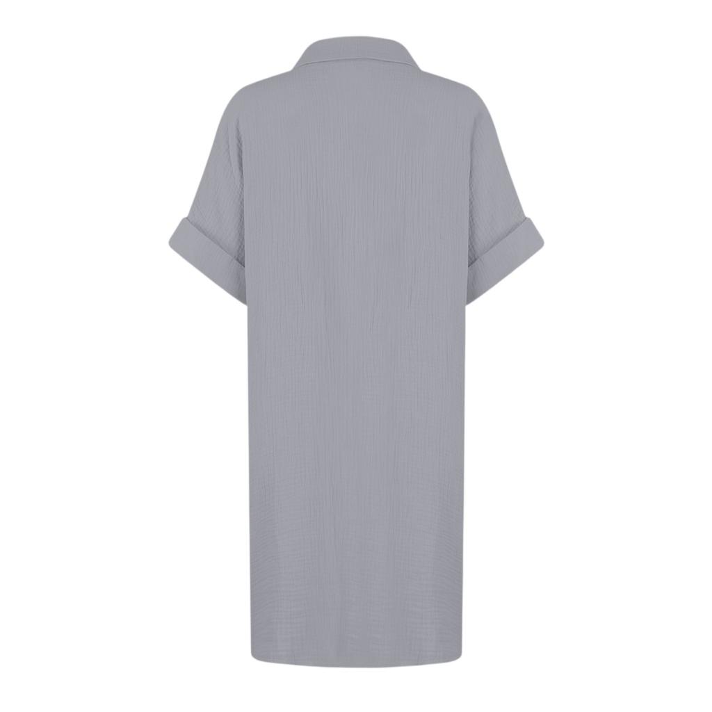 Women's Casual Summer Dress V Neck Button Down Shirt Dress Short Sleeve Relaxed Fit Knee Length Dress with Pockets