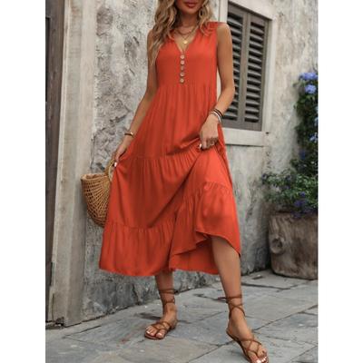 Summer Women's Vest Dress Sleeveless Loose Casual Solid Colour Dresses