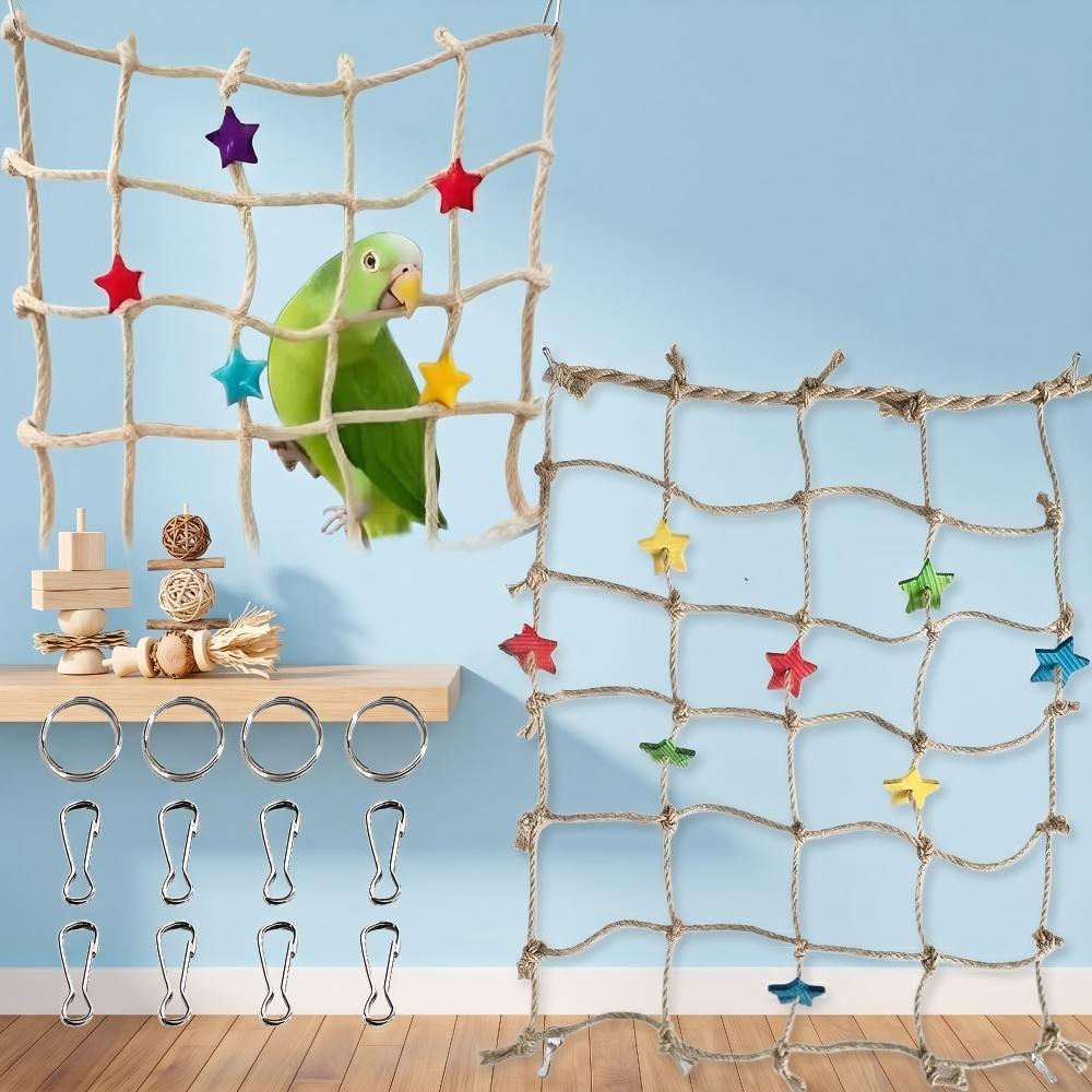 Bird Supply Colorful Star Parrot Climbing Net Safe Flexible Bird Rope Net Durable Bite Resistant Bird Chew Parrot Play