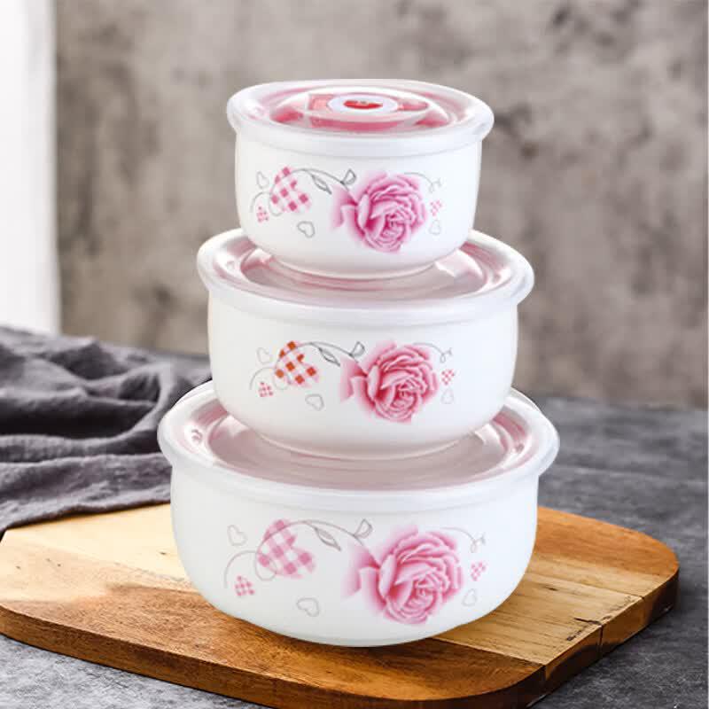 Cream Style Ceramic Microwave & Storage Bowl Set