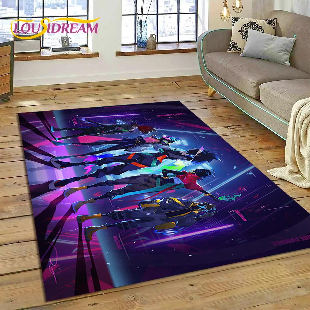 3D Nejnovější Kreslený Herní Koberec VALORANT pro Dekoraci Obývacího Pokoje Ložnice, Podlahová Rohožka Protiskluzová Dekorace pro Pohovku Rohožka Dárek Dítě