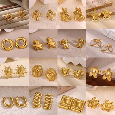 Romantic Proposal Earrings For Women Gold Color Fashion Geometric Heart Aretes Stainless Steel Engagement Jewelry Wedding Gift
