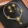 Flower Bridal Necklace Light Luxury Copper Inlaid Zircon Neck Chain Style Fashion Suit Banquet Evening Dress Accessories