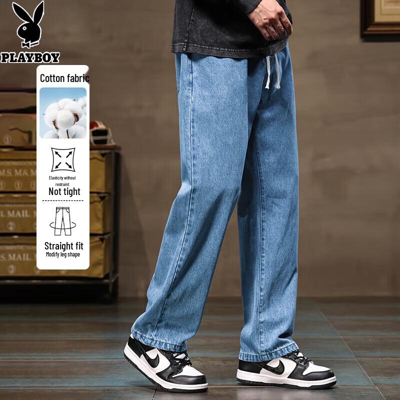 Playboy Men s Loose Straight-Leg Jeans for Summer XL