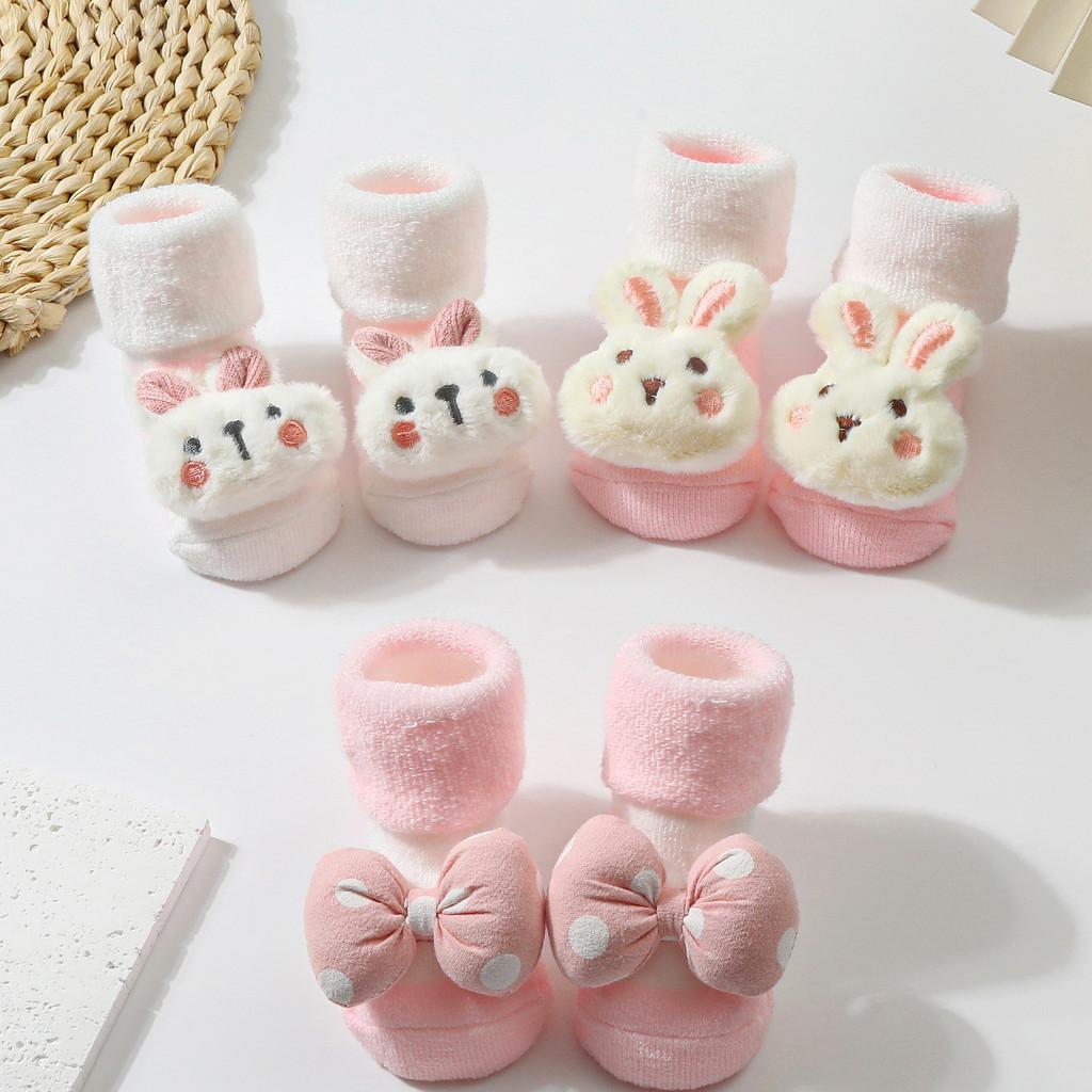 Baby 3D Animal Socks 3 Pack Soft Thick Cuff Non Slip Floor Booties Warm Winter Indoor Shoes for Infant Toddler Boys Girls Newborn Gift