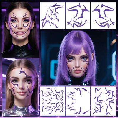 Pegatinas de Tatuajes Temporales Impermeables Tatuajes Falsos Tatuajes de Juego de Rol Inmersivo Arte Corporal Facial Accesorios de Disfraz para Cosplay Halloween Festivales de Música