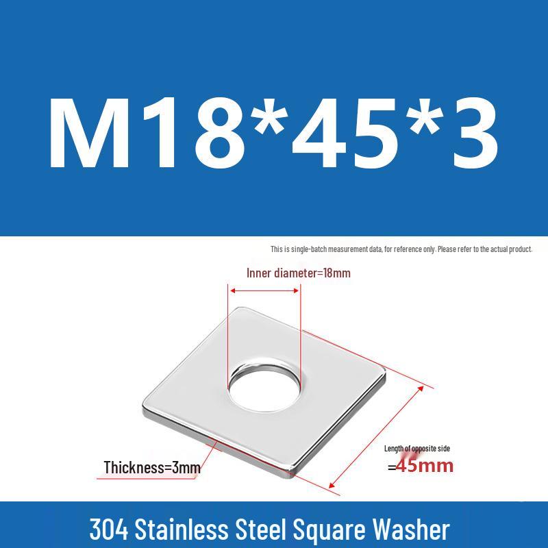 304 Stainless Steel Thickened Square Washer for Curtain Wall (M4-M16)