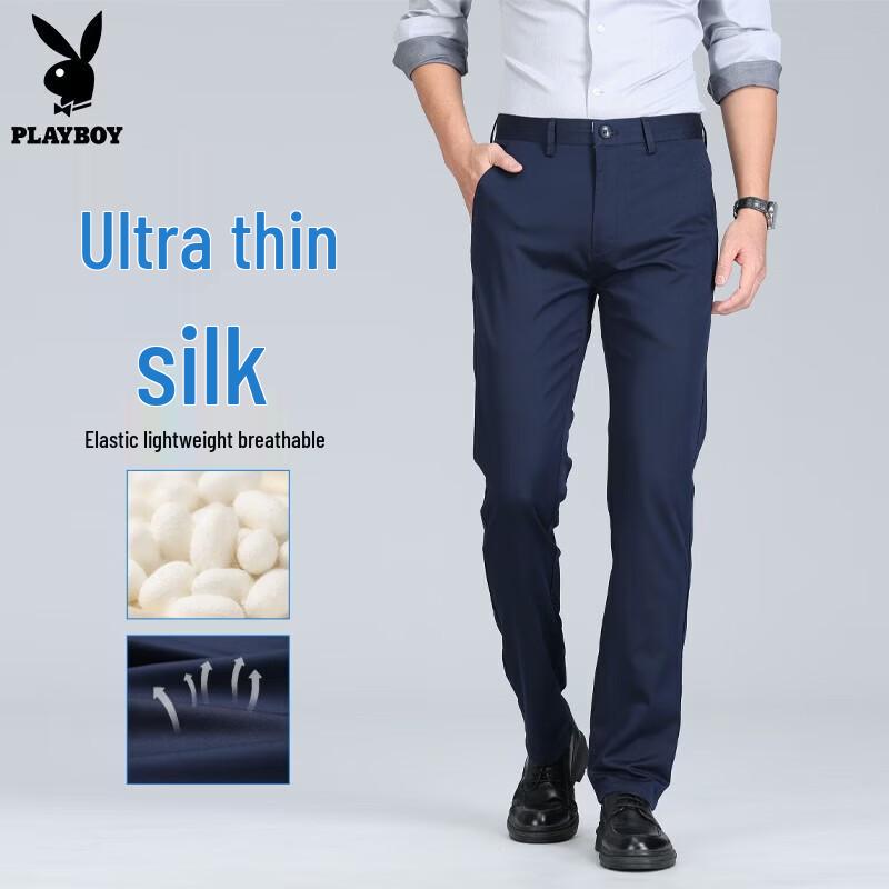 Playboy Men s Straight-Leg Stretch Casual Trousers 35