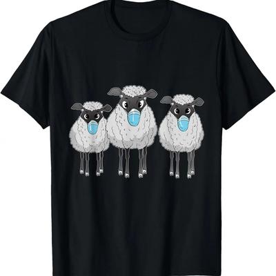 Sheep Wearing Face Mask Funny Sheep Lover Gift T-Shirt