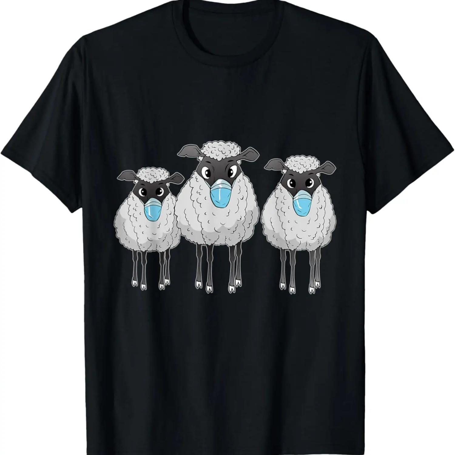 Sheep Wearing Face Mask Funny Sheep Lover Gift T-Shirt S чёрный