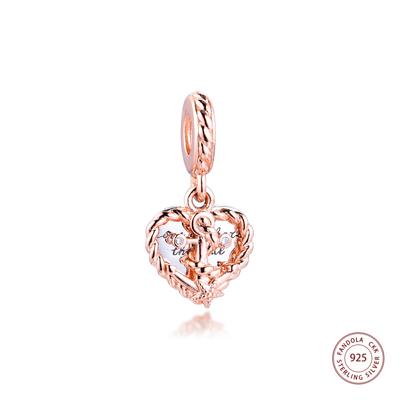 925 Sterling Silver Rope Heart & Love Anchor Dangle Charms Beads for Jewelry Making Fits Original Europe Bracelet