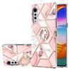 Carcasă Shockproof din TPU cu Model Floral de Marmură Splicing Electroplatată, cu Suport Inel cu Strass, pentru LG Velvet 5G