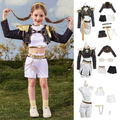 Girls Demon Hunters Costume Halloween Pop Singer Cosplay Outfits Full Set for Stage Performance Halloween Party