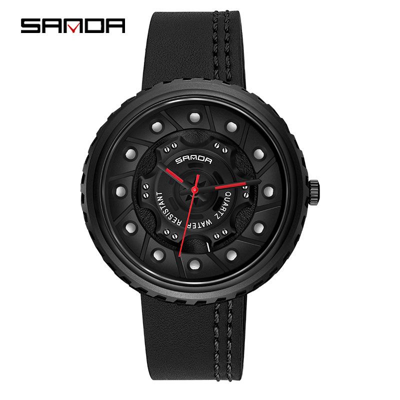 New Watch Men's Belt Business Quartz Watch Hollow Large Dial Fashion Personality Trendy Watch