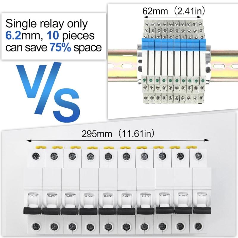 Relays Set SPDT Switching 24 Volts Double Power Including Mounting Accessories For Controls System Space Saving