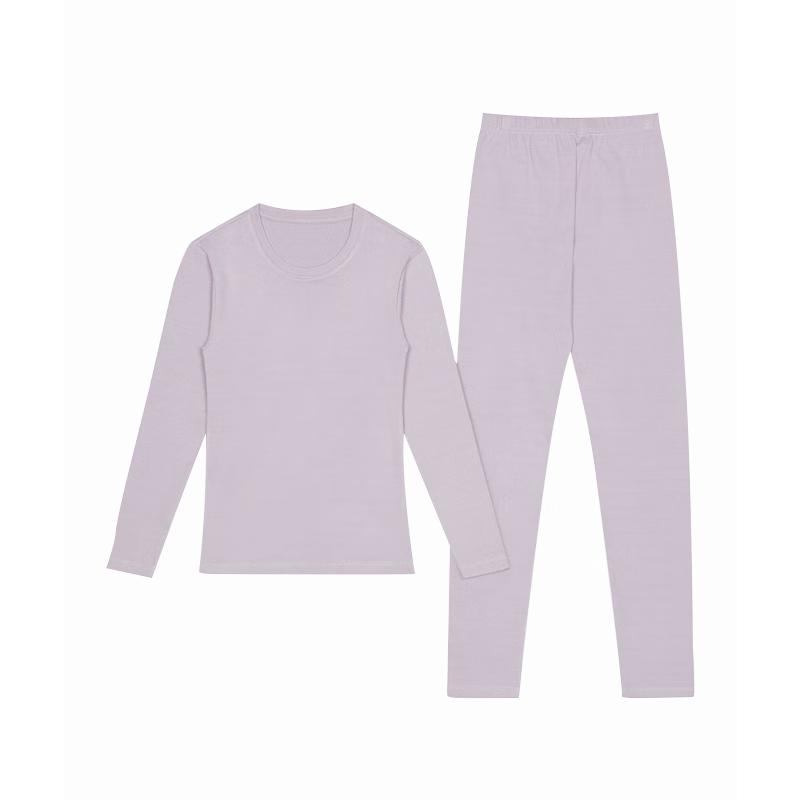 Yiershuang Women's Thermal Underwear Set Fleece Lined Thickened Antibacterial Honeycomb Sunshine Velvet Crew Neck Top and Bottom Autumn Pajamas
