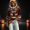 Women's Fashionable Three-Quarter-Sleeve Halloween-Printed Hooded Pullover