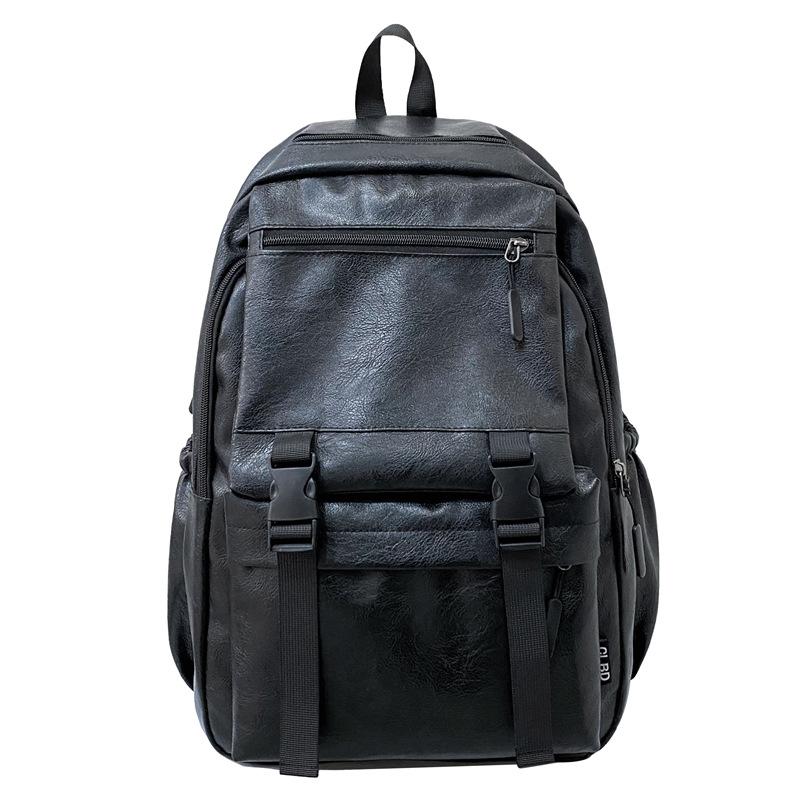 Retro casual backpack large capacity new men's travel backpack soft leather business computer student schoolbag