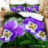 Lila Blumen Königin Bettwäsche Set Für Schlafzimmer Weich Modern Bettüberwürfe Bequem Kinder Bettbezug Steppdeckenbezug Und Kissenbezug