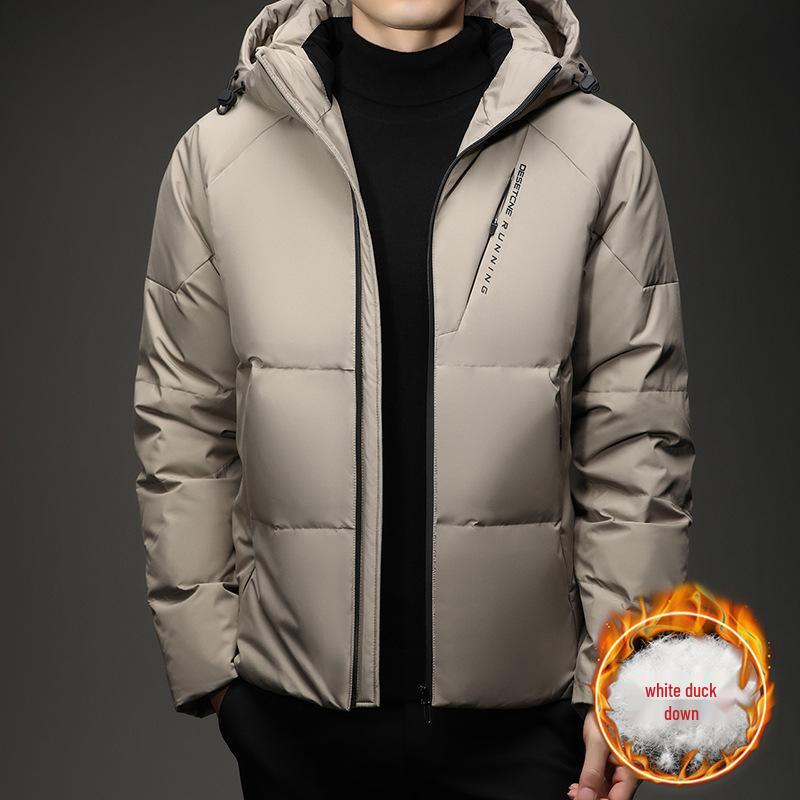 Men's Winter Hooded Down Jacket - Fashionable, Casual, Warm, Thick Windbreaker with White Duck Down Filling