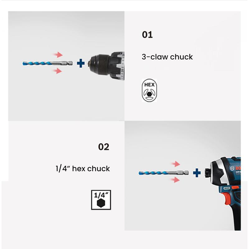 Bosch HEX handle Drill Bits EXPERT series HEX-9 Multi Construction Centering Geometry
