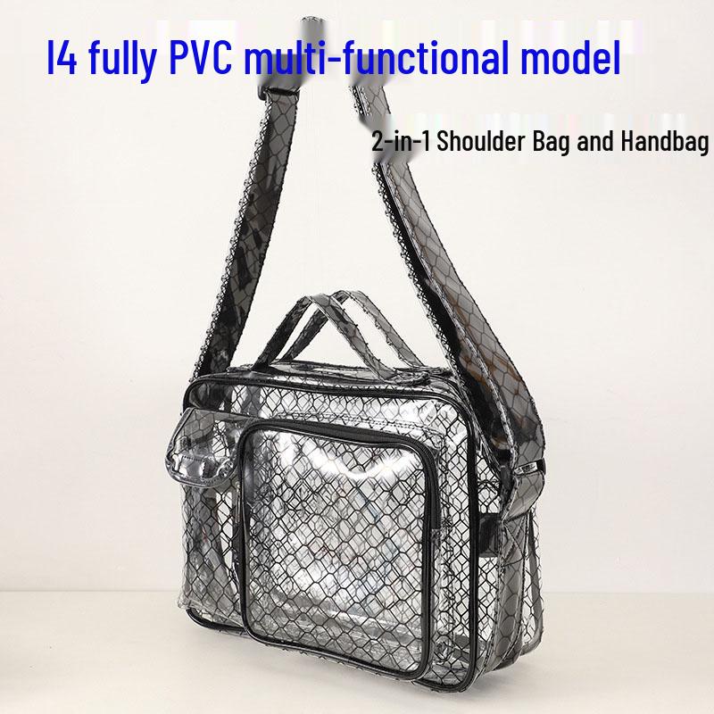 Transparent Anti-Static PVC Tool Bag - Dust-Free Cleanroom Crossbody/Shoulder Bag with Grid Storage