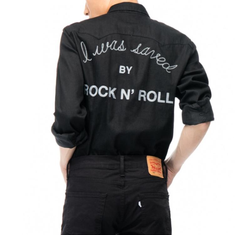 Levis Solid Color Denim Cotton Long Sleeve Shirt Men Shirts Black 65819-0090