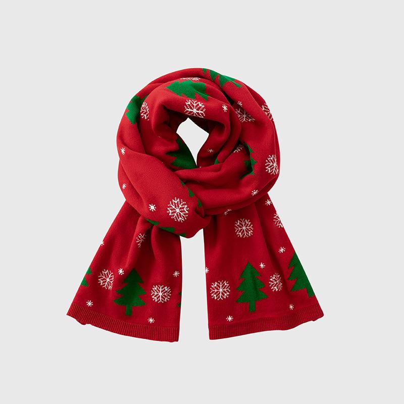 Herbst- und Winter-Weihnachtsschal, warm und vielseitig für Kinder und Erwachsene, hochwertiger europäischer und amerikanischer Stil, roter Strickschal