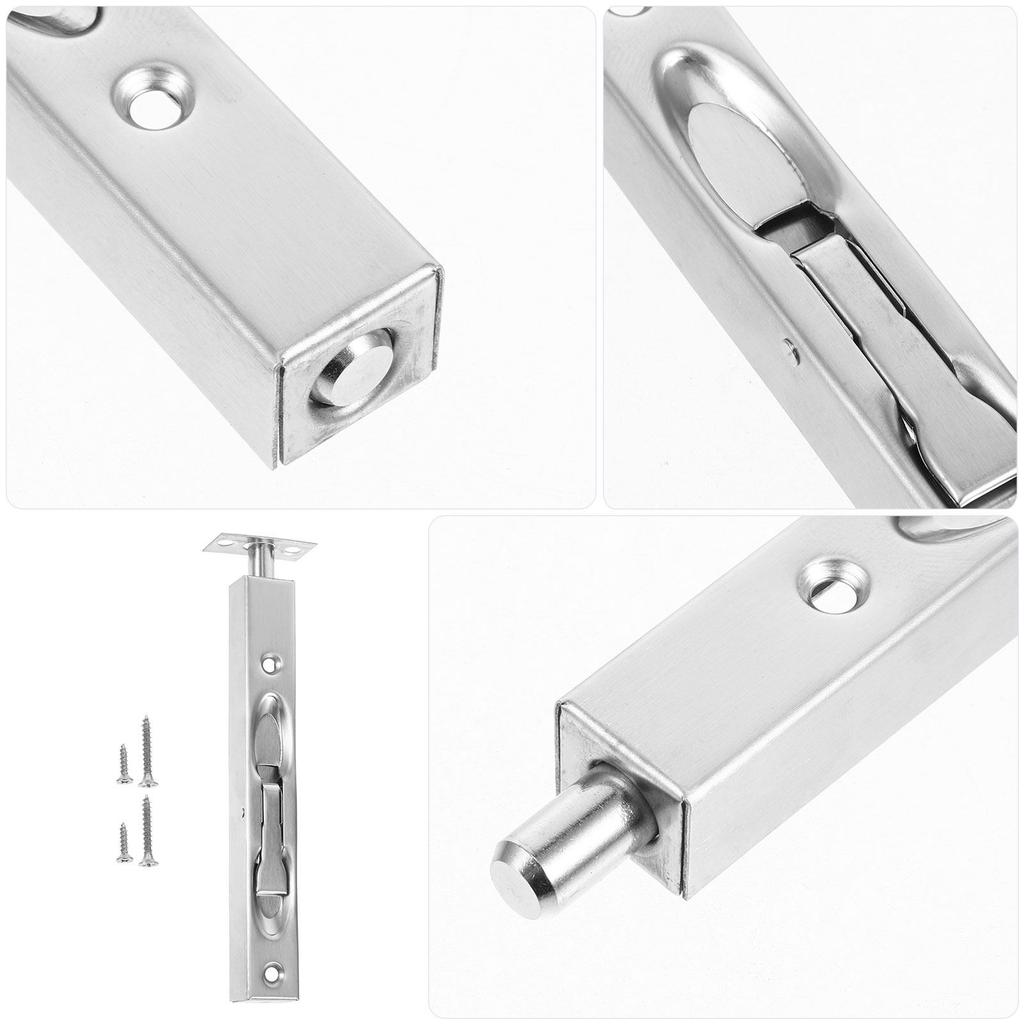 1Set Brushed Silver Flush Bolt Stainless Steel 6Inch Door Lock Latch for Sliding French Double Doors Security Garage Door Lock