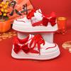 2025 Winter New Arrivals: Girls' Versatile Red Casual Sports Shoes for Middle and Big Kids