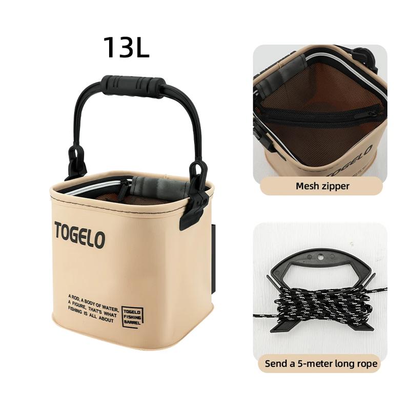 8L/13L Collapsible Bucket, Portable Waterproof Fishing Camping Bucket, Foldable Pail with Ergonomic Handle Outdoor Gear Tool
