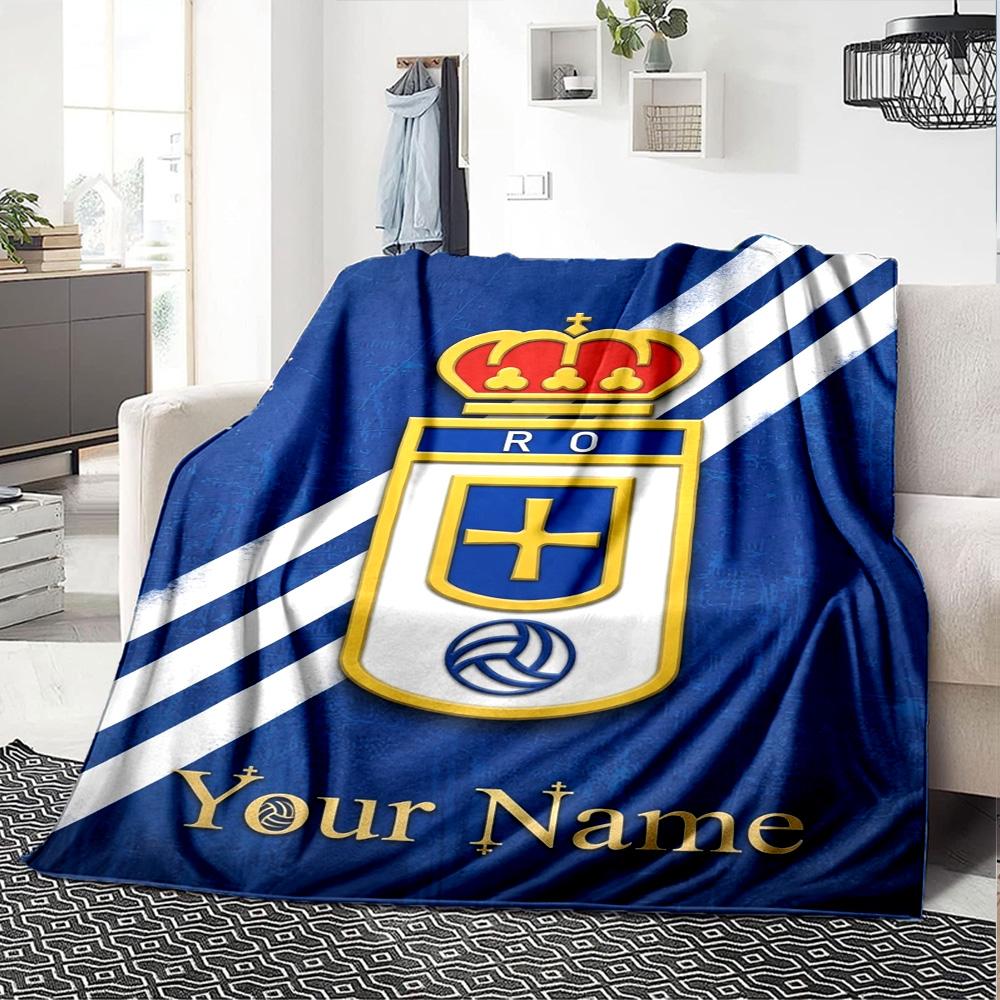 Name Custom Real Oviedo Print Flannel Blanket High Quality Warm Comfortable Cover for All Seasons Perfect for Gifts Home Decor