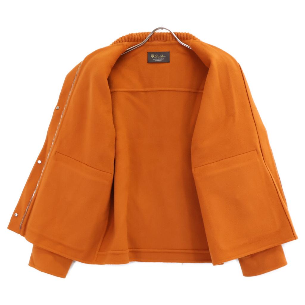 loro piana FAL3655 Elijah Palto / Elijah Palto Bebek Kaşmir Kuzu Derisi Örgü Fermuarlı Bluz Ceket S Turuncu Kullanılmış