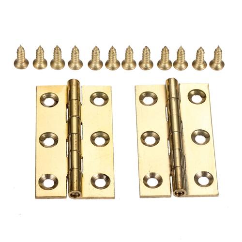 DRELD 2pcs Brass Decorative Cabinet Hinge 1/1.5/2/2.5 Inch Wooden Jewelry Box Hinge Furniture Fittings with Screws