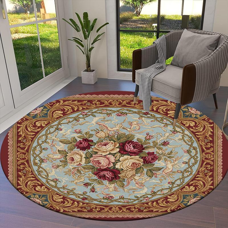 Rose Gorgeous Round Area Rug,Carpet Rug for Living Room Bedroom Sofa Playroom Decor,Non-slip Floor Mat62