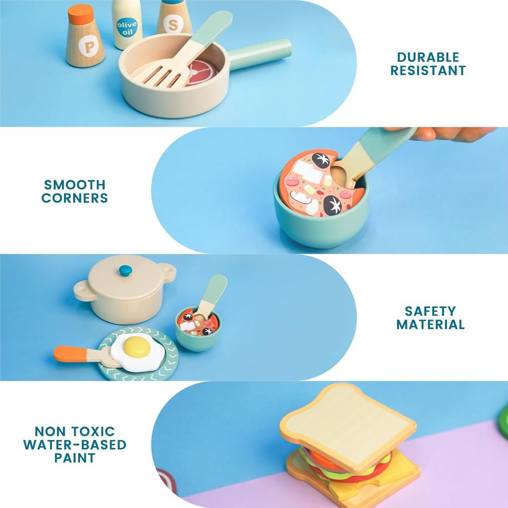 Kids Kitchen Toys Wooden Simulation Kitchen Toy Pretend Play Cooking Toy Role Play Game Early Educational Toy for Girl Boy Gifts