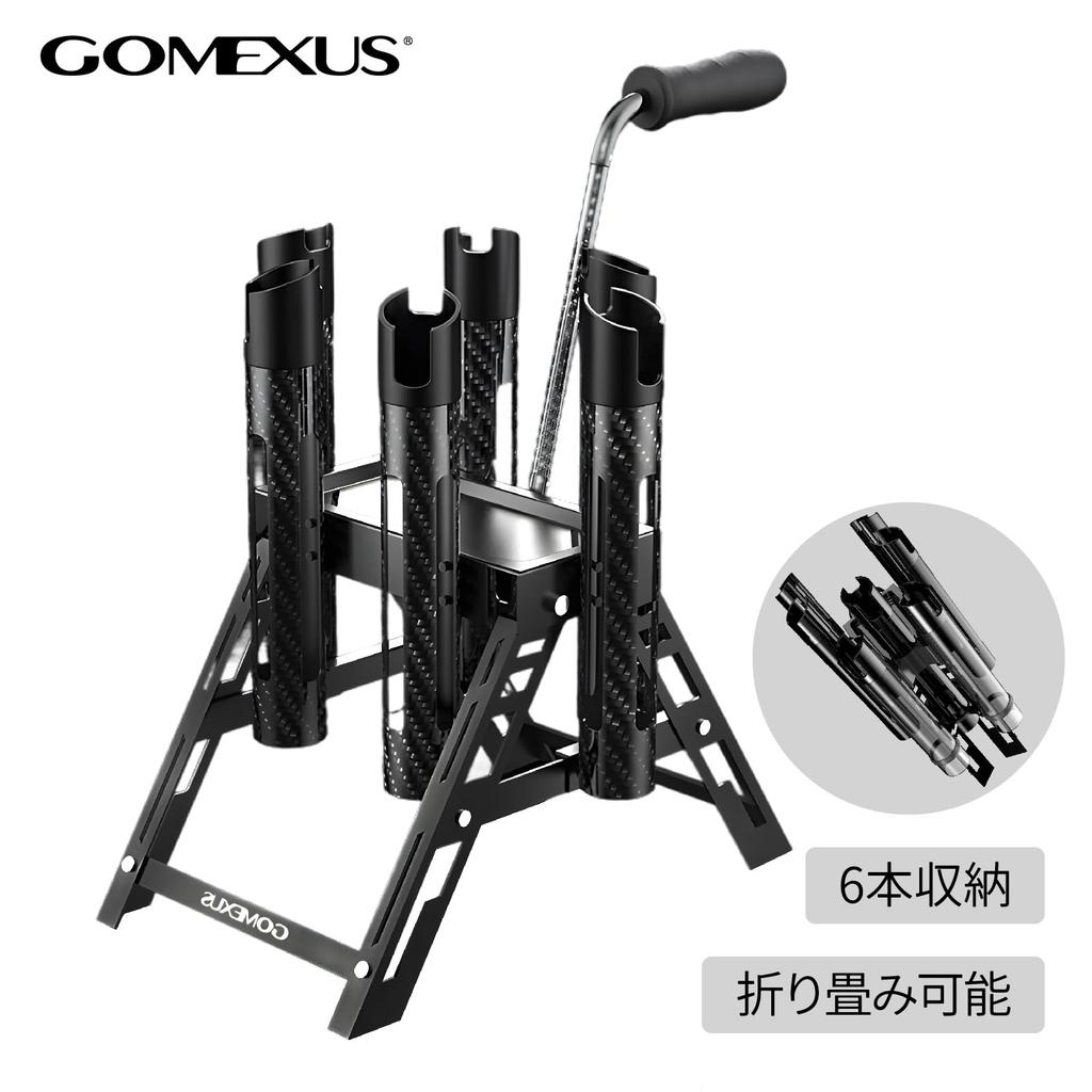 Gomexus P6 Rod Stand for Area Trout Carbon Holds 6 Foldable Fishing, Portable, Fiber, Rods,