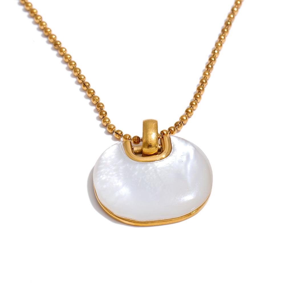 Yhpup Stainless Steel Natural Shell Drop Fashion Necklace High Quality Summer Style Trendy Korean Jewelry for Women