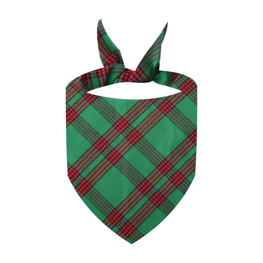 All-Cotton Plaid Christmas Dog Bandana Scarf