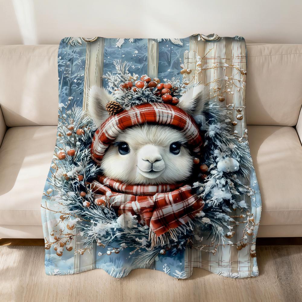 Schattige Kerstkonijn Eekhoorn Alpaca's Wolf Flanellen zacht warm pluche deken bank woonkamer hogar slaapkamer huis Auto draagbaar
