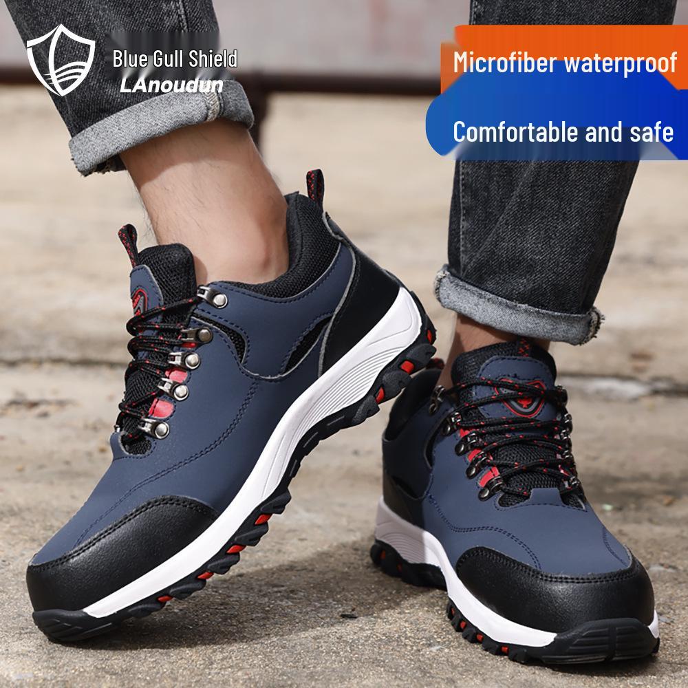 Blue Gull Shield Men's Steel Toe Safety Shoes: Anti-smash, Puncture-resistant, Wear-resistant, Anti-slip, Comfortable Labor Protection Footwear.