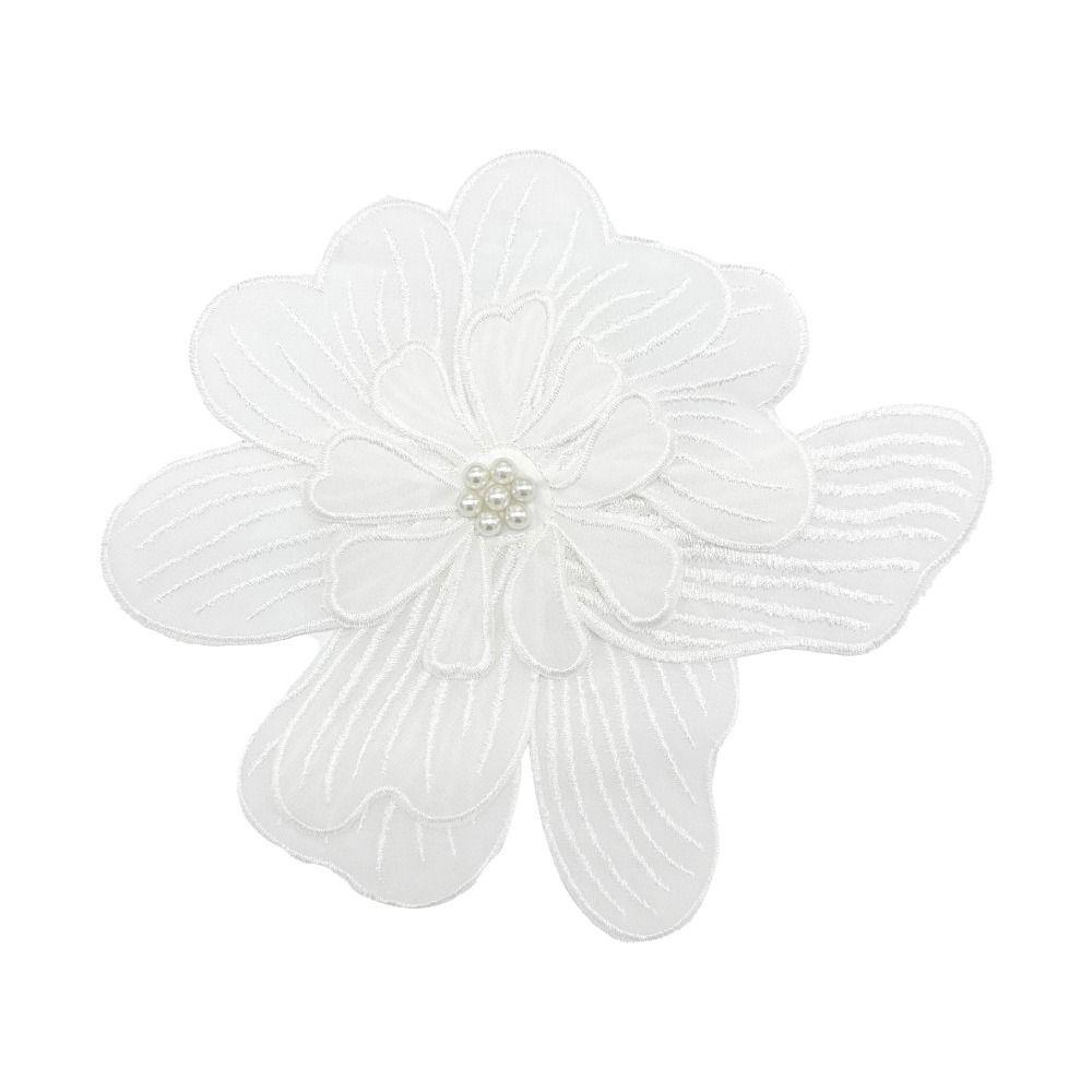 DIY 3D Embroidered Flower Appliques Multi-layer Pearls Clothing Patches Lace Fabric Handmade Clothing Applique Dressmaking