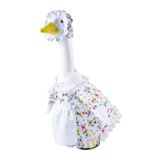 Spring Flower Porch Goose Outfit for 23 Inch Cement Goose Wildflower Floral Goose Clothes for Spring Summer Outdoor Patio Yard Lawn Decoration