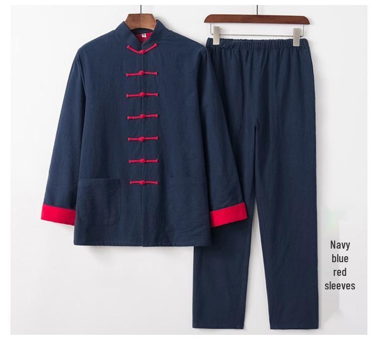 Herren Baumwolle Leinen Hanfu Tang Anzug: Zen-inspirierte Damen-Oberbekleidung mit Froschknöpfen für Frühling und Herbst.