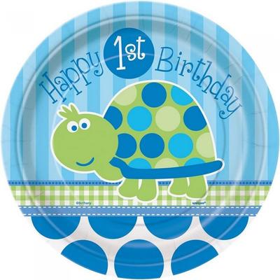 Turtle 1st Birthday Party Plates (Pack of 8)