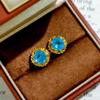 Octagonal Rose Cut Sea Blue Diamond Cut Pendant Earrings Open Ring Women's Fashion Treasure 2026